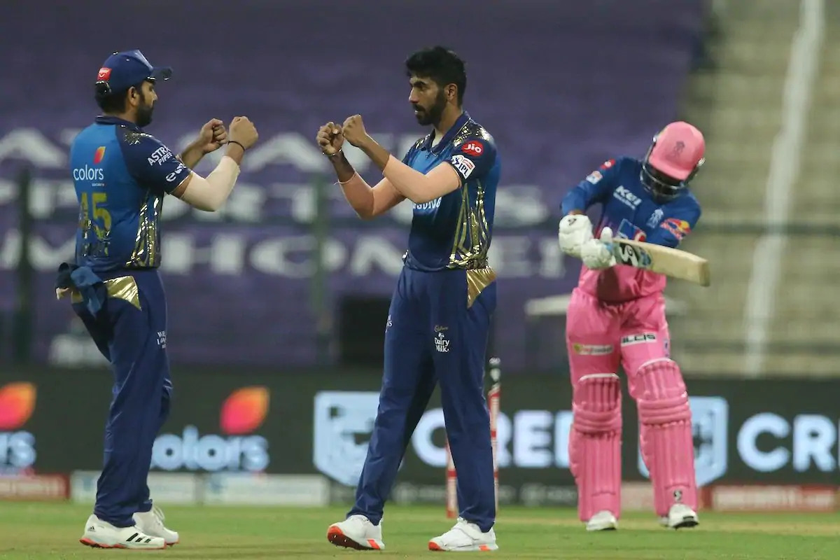 Jasprit-Bumrah-and-Rohit-Sharma-celebrate-Rajasthan-Royals-wicket-in-match-20-of-IPL-2020-in-Abu-Dha