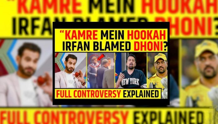 "A close-up portrait of Irfan Pathan, captured mid-conversation, with a confident and knowing expression on his face."