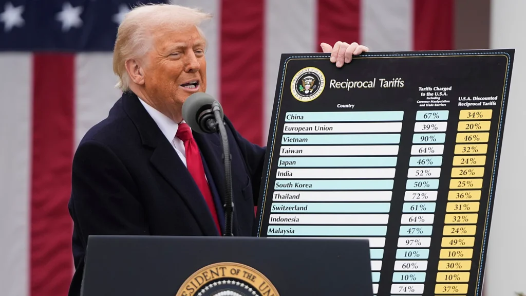 A compelling square featured image of Donald Trump with a determined expression, suitable for social media and article thumbnails, optimized to draw clicks for news about his statements on India and tariffs.
